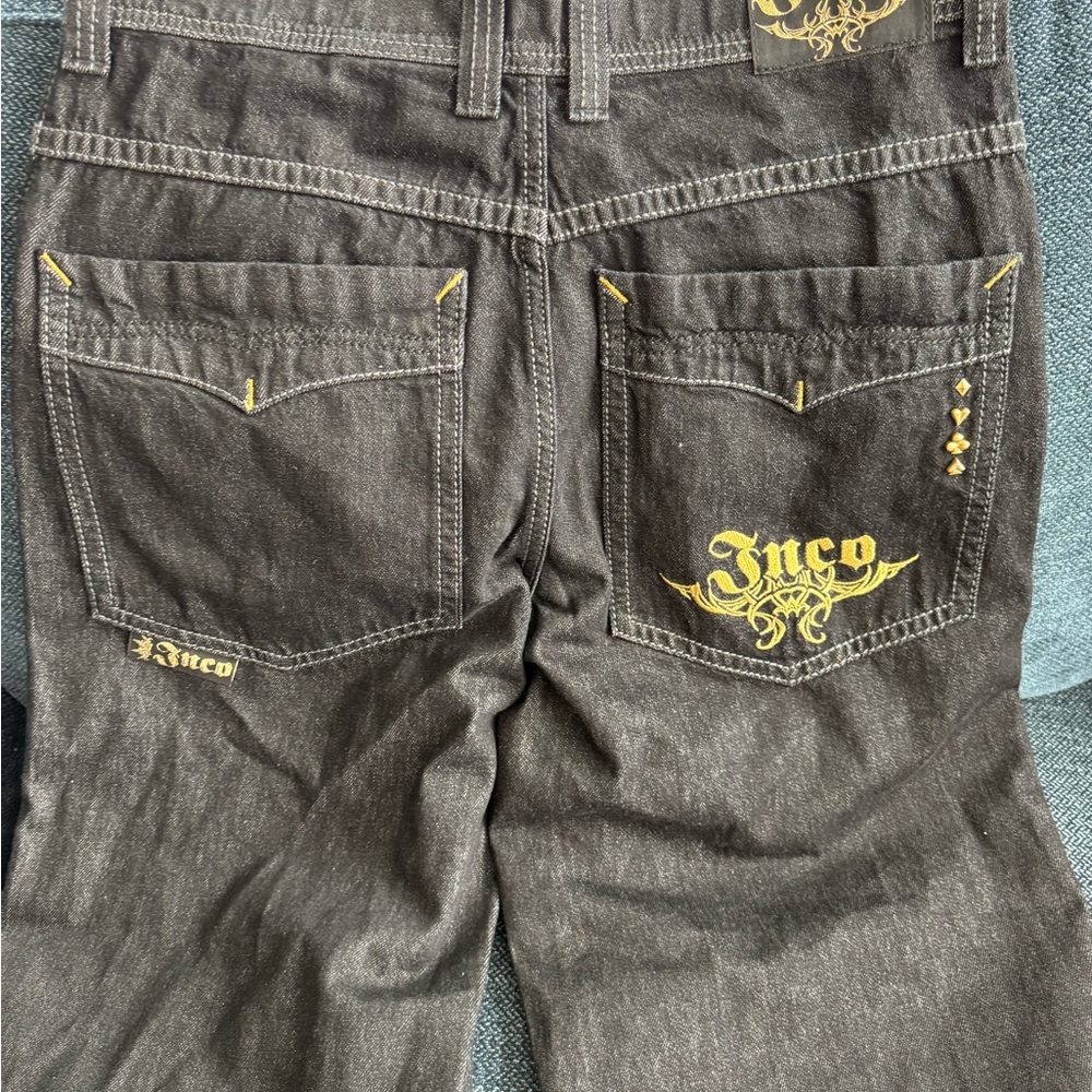 JNCO Dark Gray Jeans with Yellow Accents